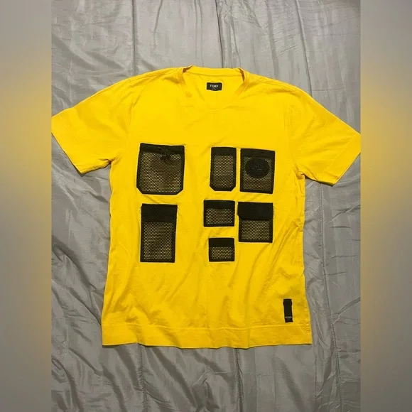 FENDI Oversized Mesh Pocket T-Shirt - Yellow